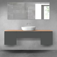 Oltens Vernal zestaw mebli łazienkowych 160 cm z blatem grafit mat/dąb 68390400