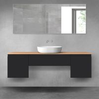 Oltens Vernal zestaw mebli łazienkowych 160 cm z blatem czarny mat/dąb 68390300