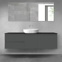 Oltens Vernal zestaw mebli łazienkowych 160 cm z blatem grafit mat/czarny mat 68414400