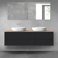 Oltens Vernal zestaw mebli łazienkowych 160 cm z blatem czarny mat/dąb 68336300