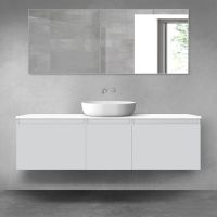 Oltens Vernal zestaw mebli łazienkowych 160 cm z blatem szary mat/biały połysk 68417700