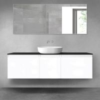 Oltens Vernal zestaw mebli łazienkowych 160 cm z blatem biały połysk/czarny mat 68421000