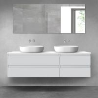 Oltens Vernal zestaw mebli łazienkowych 160 cm z blatem szary mat/biały połysk 68337700