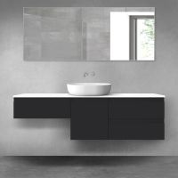 Oltens Vernal zestaw mebli łazienkowych 160 cm z blatem czarny mat/biały połysk 68456300