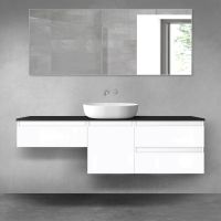 Oltens Vernal zestaw mebli łazienkowych 160 cm z blatem biały połysk/czarny mat 68456000