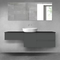 Oltens Vernal zestaw mebli łazienkowych 160 cm z blatem grafit mat/czarny mat 68425400