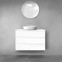 Oltens Vernal zestaw mebli łazienkowych 100 cm z blatem biały połysk 68459000