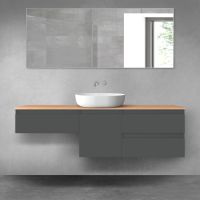 Oltens Vernal zestaw mebli łazienkowych 160 cm z blatem grafit mat/dąb 68427400