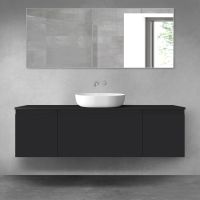 Oltens Vernal zestaw mebli łazienkowych 160 cm z blatem czarny mat 68470300
