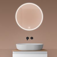 Oltens Nordlis lustro 60x60 cm okrągłe z oświetleniem z przodu z matą grzewczą 64100000