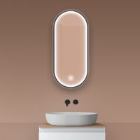 Oltens Nordlis lustro 40x90 cm owalne z oświetleniem z przodu z matą grzewczą czarny 64103300