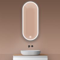 Oltens Nordlis lustro 50x120 cm owalne z oświetleniem z przodu z matą grzewczą czarny 64104300