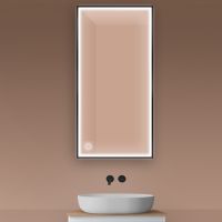 Oltens Nordlis lustro 60x120 cm prostokątne z oświetleniem z przodu z matą grzewczą czarny 64107300