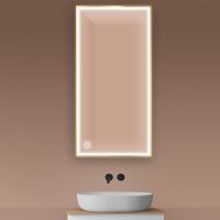 Oltens Nordlis lustro 60x120 cm prostokątne z oświetleniem z przodu z matą grzewczą złoty 64107800