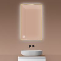 Oltens Nordlis lustro 60x100 cm prostokątne z oświetleniem od tyłu z matą grzewczą złoty 64111800