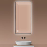 Oltens Nordlis lustro 60x120 cm prostokątne z oświetleniem od tyłu z matą grzewczą czarny 64112300