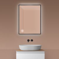 Oltens Nordlis lustro 60x80 cm prostokątne z oświetleniem od tyłu z matą grzewczą czarny 64115300