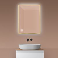 Oltens Nordlis lustro 60x80 cm prostokątne z oświetleniem od tyłu z matą grzewczą złoty 64115800