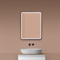 Oltens Nordlis lustro 60x80 cm prostokątne z oświetleniem z przodu z matą grzewczą czarny 64116300