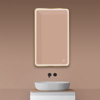 Oltens Nordlis lustro 60x100 cm prostokątne z oświetleniem z przodu z matą grzewczą złoto szczotkowane 64117810