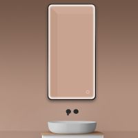 Oltens Nordlis lustro 60x120 cm prostokątne z oświetleniem z przodu z matą grzewczą czarny 64118300