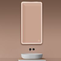 Oltens Nordlis lustro 60x120 cm prostokątne z oświetleniem z przodu z matą grzewczą miedź szczotkowana 64118610