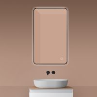 Oltens Nordlis lustro 60x100 cm prostokątne z oświetleniem od tyłu z matą grzewczą czarny 64120300