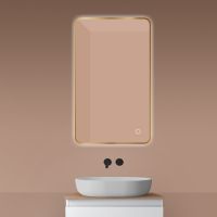 Oltens Nordlis lustro 60x100 cm prostokątne z oświetleniem od tyłu z matą grzewczą złoto szczotkowane 64120810