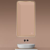 Oltens Nordlis lustro 60x120 cm prostokątne z oświetleniem od tyłu z matą grzewczą złoto szczotkowane 64121810