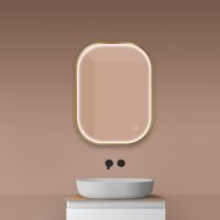 Oltens Nordlis lustro 60x80 cm prostokątne z oświetleniem z przodu z matą grzewczą złoto szczotkowane 64123810