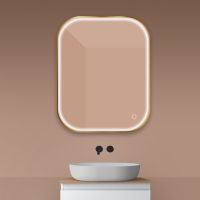 Oltens Nordlis lustro 80x100 cm prostokątne  z oświetleniem z przodu z matą grzewczą złoto szczotkowane 64124810