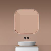 Oltens Nordlis lustro 80x80 cm kwadratowe z oświetleniem od tyłu z matą grzewczą miedź szczotkowana 64125610