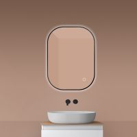 Oltens Nordlis lustro 60x80 cm prostokątne z oświetleniem od tyłu z matą grzewczą czarny 64126300