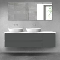 Oltens Vernal zestaw mebli łazienkowych 160 cm z blatem grafit mat/biały połysk 68481000