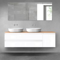 Oltens Vernal zestaw mebli łazienkowych 160 cm z blatem biały połysk/dąb 68484000