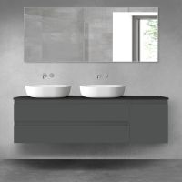 Oltens Vernal zestaw mebli łazienkowych 160 cm z blatem grafit mat/czarny mat 68486400