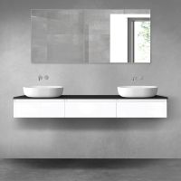 Oltens Vernal zestaw mebli łazienkowych 180 cm z blatem biały połysk/czarny mat 68499000