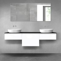Oltens Vernal zestaw mebli łazienkowych 180 cm z blatem biały połysk/czarny mat 68502000