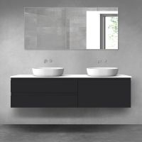 Oltens Vernal zestaw mebli łazienkowych 180 cm z blatem czarny mat/biały połysk 68576300