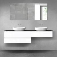 Oltens Vernal zestaw mebli łazienkowych 180 cm z blatem biały połysk/czarny mat 68582000