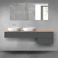 Oltens Vernal zestaw mebli łazienkowych 180 cm z blatem grafit mat/dąb 68598400
