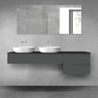 Oltens Vernal zestaw mebli łazienkowych 180 cm z blatem grafit mat/czarny mat 68616400