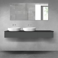 Oltens Vernal zestaw mebli łazienkowych 180 cm z blatem grafit mat/czarny mat 68619400