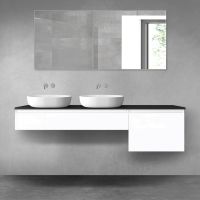 Oltens Vernal zestaw mebli łazienkowych 180 cm z blatem biały połysk/czarny mat 68622000