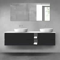 Oltens Vernal zestaw mebli łazienkowych 180 cm z blatem czarny mat/biały połysk 68639300