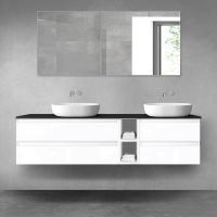 Oltens Vernal zestaw mebli łazienkowych 180 cm z blatem biały połysk/czarny mat 68640000