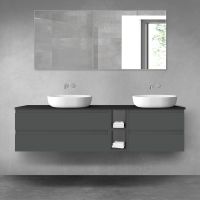 Oltens Vernal zestaw mebli łazienkowych 180 cm z blatem grafit mat/czarny mat 68640400
