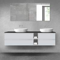 Oltens Vernal zestaw mebli łazienkowych 180 cm z blatem szary mat/czarny mat 68640700