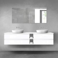 Oltens Vernal zestaw mebli łazienkowych 200 cm z blatem biały połysk 68641000