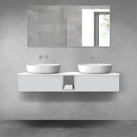 Oltens Vernal zestaw mebli łazienkowych 140 cm z blatem szary mat/biały połysk 68647700